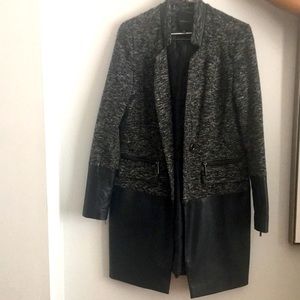 Fall jacket, Dynamite x-small. Faux leather accents and single waist button.